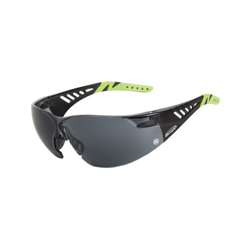 WORKWEAR, SAFETY & CORPORATE CLOTHING SPECIALISTS Biosphere Black/Lime Green Temple AF/AS Smoke Lens (MOQ 10)