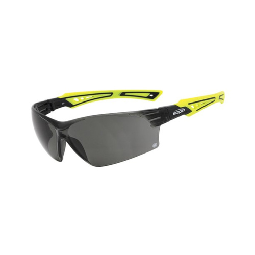 WORKWEAR, SAFETY & CORPORATE CLOTHING SPECIALISTS - Bionix Hi Vis Green/Black Temple Titanium AF/AS Smoke Lens (MOQ 10)