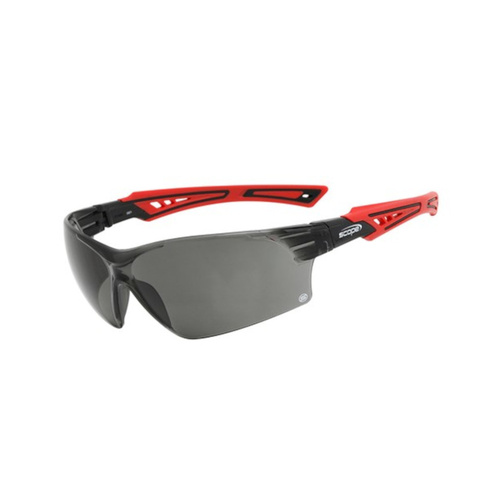 WORKWEAR, SAFETY & CORPORATE CLOTHING SPECIALISTS Bionix Red/Black Temple Titanium AF/AS Smoke Lens (MOQ 10)