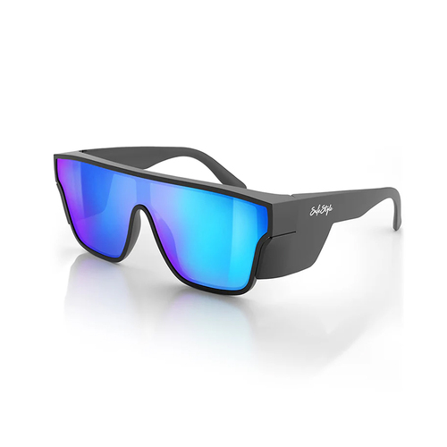 WORKWEAR, SAFETY & CORPORATE CLOTHING SPECIALISTS - Primes Matte Black Frame Reflectors Blue Lens