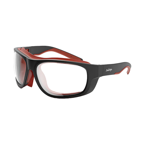 WORKWEAR, SAFETY & CORPORATE CLOTHING SPECIALISTS Switches Matte Black/Red Frame Clear Lens
