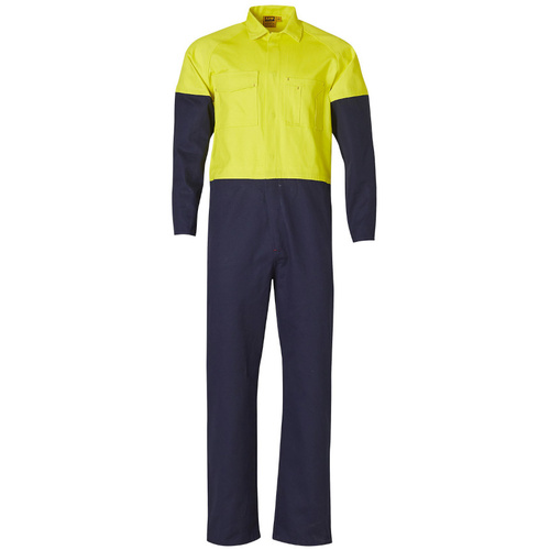 WORKWEAR, SAFETY & CORPORATE CLOTHING SPECIALISTS DISCONTINUED - Hi-Vis Two Tone Men's Cotton Drill Coverall-Regular