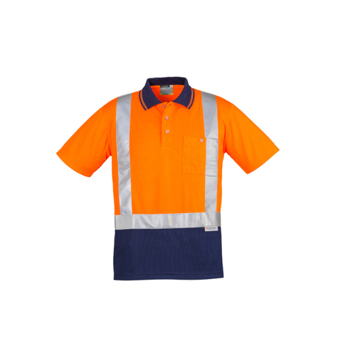 WORKWEAR, SAFETY & CORPORATE CLOTHING SPECIALISTS - Mens Hi Vis Spliced S/S Polo - Shoulder Taped