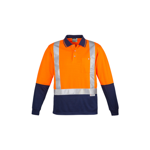 WORKWEAR, SAFETY & CORPORATE CLOTHING SPECIALISTS - Mens Hi Vis Spliced L/S Polo - Shoulder Taped