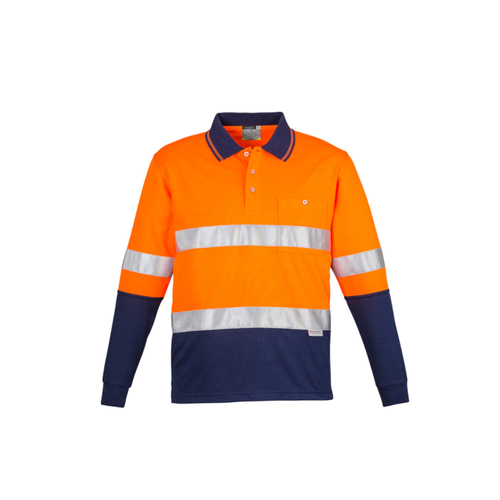 WORKWEAR, SAFETY & CORPORATE CLOTHING SPECIALISTS - Mens Hi Vis Spliced L/S Polo - Hoop Taped