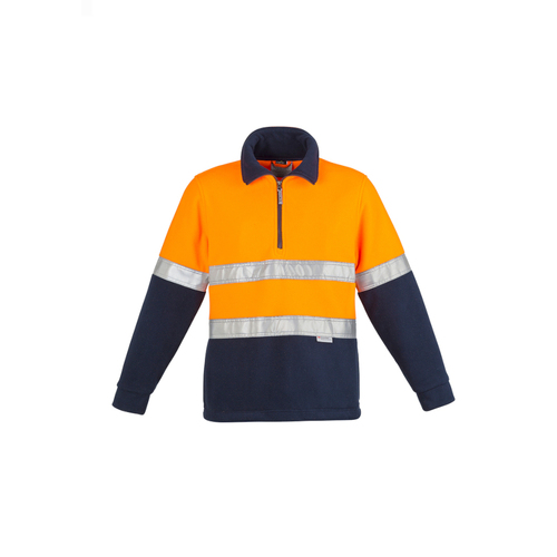 WORKWEAR, SAFETY & CORPORATE CLOTHING SPECIALISTS - Mens Hi Vis Polar Fleece Pullover - Hoop Taped