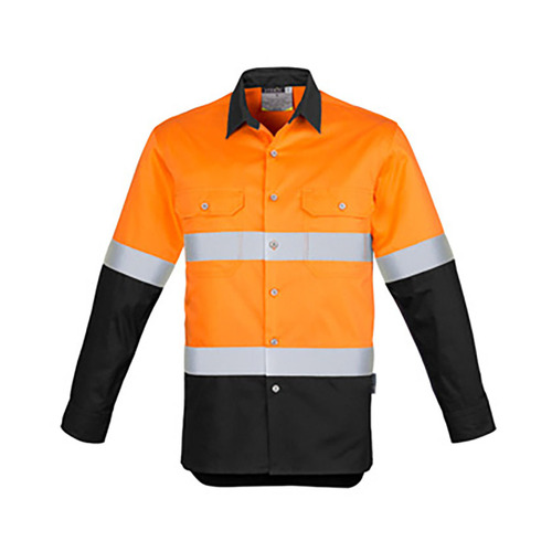 WORKWEAR, SAFETY & CORPORATE CLOTHING SPECIALISTS - Mens Hi Vis Industrial L/S Shirt - Hoop Taped