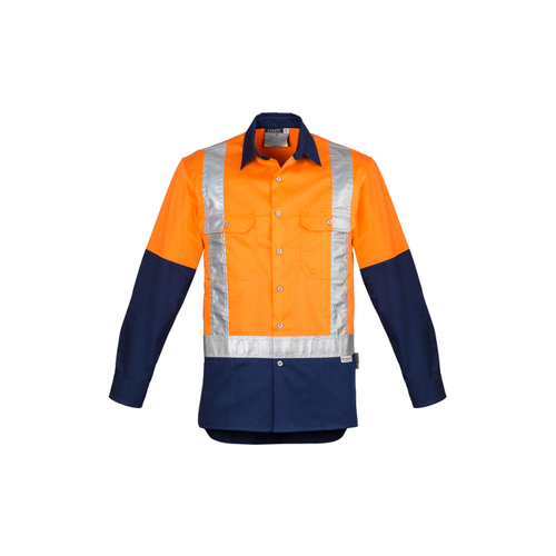 WORKWEAR, SAFETY & CORPORATE CLOTHING SPECIALISTS - Mens Hi Vis Spliced Industrial L/S Shirt - Shoulder Taped
