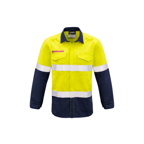 WORKWEAR, SAFETY & CORPORATE CLOTHING SPECIALISTS Mens Red Flame Hi Vis Shirt - Hoop Taped