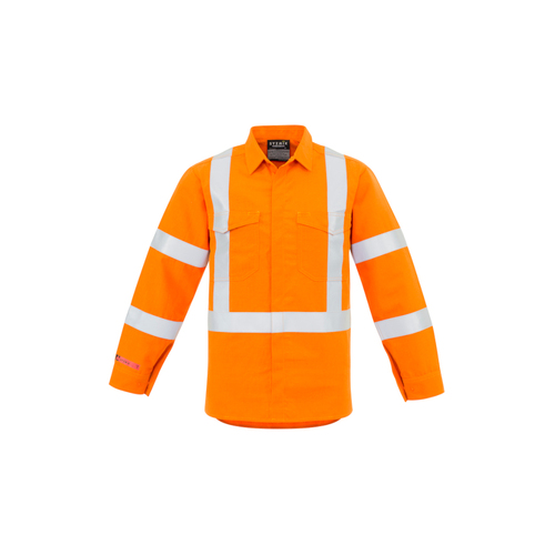 WORKWEAR, SAFETY & CORPORATE CLOTHING SPECIALISTS - Mens Red Flame Hi Vis X Back Shirt