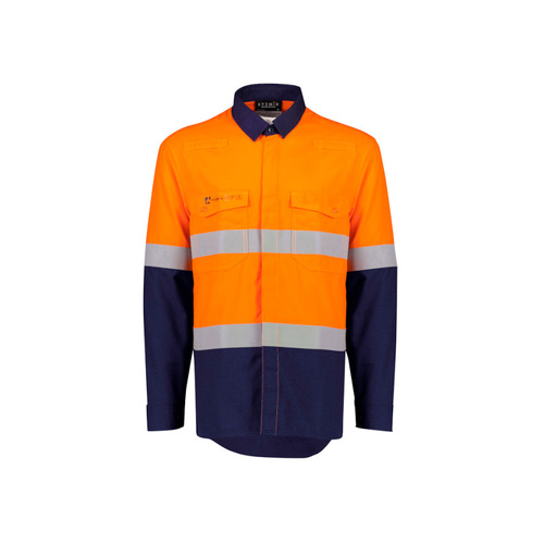 WORKWEAR, SAFETY & CORPORATE CLOTHING SPECIALISTS - Mens Orange Flame Lightweight Ripstop Spliced Shirt - Hoop Taped