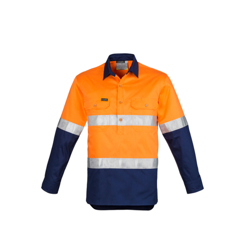 WORKWEAR, SAFETY & CORPORATE CLOTHING SPECIALISTS - Mens Hi Vis Closed Front L/S Shirt - Hoop Taped