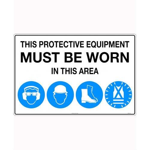 WORKWEAR, SAFETY & CORPORATE CLOTHING SPECIALISTS - 900x600mm - Corflute - This Protective Equipment Must be Worn in This Area (with 101, 105, 112, 114)