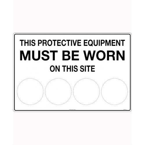 WORKWEAR, SAFETY & CORPORATE CLOTHING SPECIALISTS - 900x600mm - Metal - This Protective Equipment Must be Worn on This Site (blank)