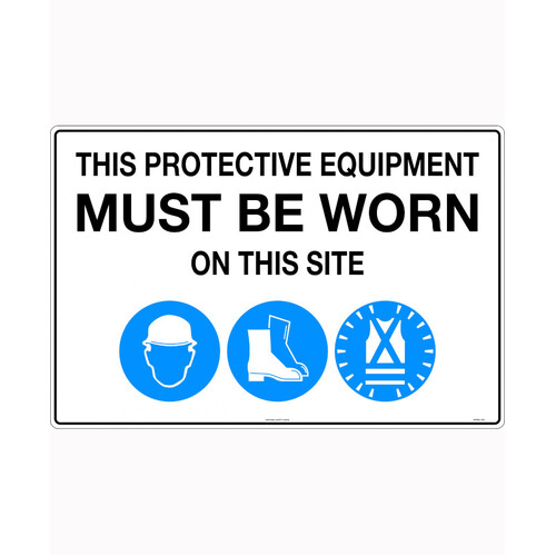 WORKWEAR, SAFETY & CORPORATE CLOTHING SPECIALISTS - 900x600mm - Poly - This Protective Equipment Must be Worn on This Site (with 105, 112, 114)