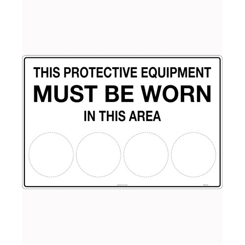WORKWEAR, SAFETY & CORPORATE CLOTHING SPECIALISTS 900x600mm - Poly - This Protective Equipment Must be Worn in This Area (blank)