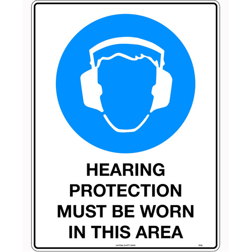 WORKWEAR, SAFETY & CORPORATE CLOTHING SPECIALISTS - 600x400mm - Metal, Class 2 Reflective - Hearing Protection Must Be Worn In This Area