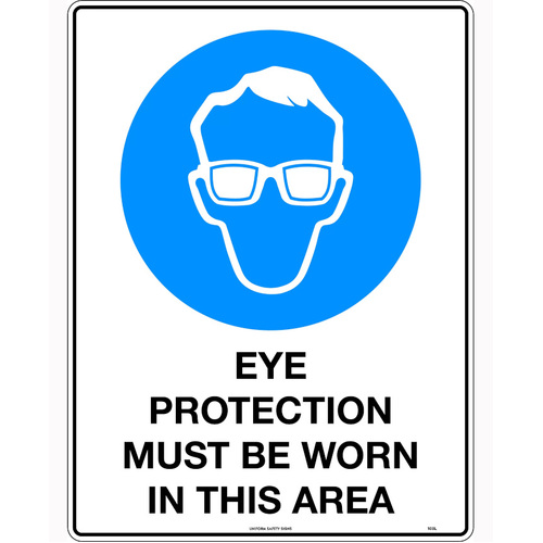 WORKWEAR, SAFETY & CORPORATE CLOTHING SPECIALISTS - 140x120mm - Self Adhesive - Packet of 4 - Eye Protection Must be Worn