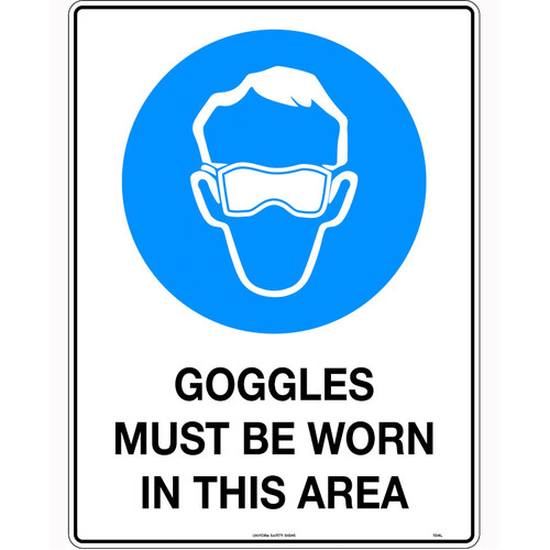 WORKWEAR, SAFETY & CORPORATE CLOTHING SPECIALISTS 600x400mm - Metal - Goggles Must be Worn in This Area