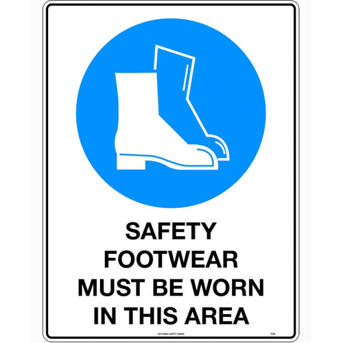 WORKWEAR, SAFETY & CORPORATE CLOTHING SPECIALISTS 140x120mm - Self Adhesive - Packet of 4 - Safety Footwear Must be Worn in This Area