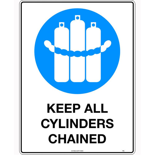 WORKWEAR, SAFETY & CORPORATE CLOTHING SPECIALISTS 200mm Disc - Self Adhesive - Chained Cylinders Pictogram