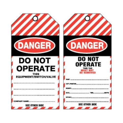 WORKWEAR, SAFETY & CORPORATE CLOTHING SPECIALISTS - Tear Proof Tags - Pkt 100 - Danger Do Not Operate (As TDT100TP)