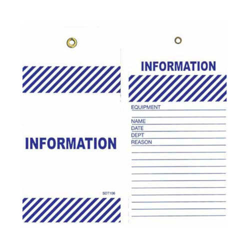 WORKWEAR, SAFETY & CORPORATE CLOTHING SPECIALISTS - Tear Proof Tags - Pkt 100 - Blue Information Tags (As Per TDT106TP)