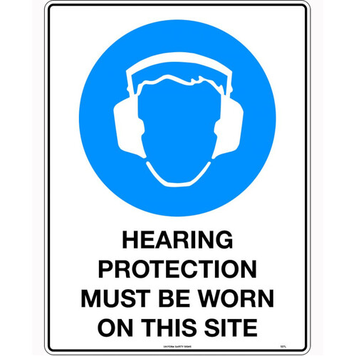 WORKWEAR, SAFETY & CORPORATE CLOTHING SPECIALISTS 600x400mm - Metal - Hearing Protection Must be Worn on This Site