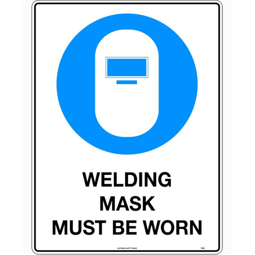 WORKWEAR, SAFETY & CORPORATE CLOTHING SPECIALISTS 240x180mm - Self Adhesive - Welding Mask Must Be Worn