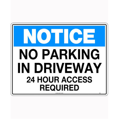 WORKWEAR, SAFETY & CORPORATE CLOTHING SPECIALISTS 600x400mm - Metal - Notice No Parking In Driveway 24 Hour Access Required