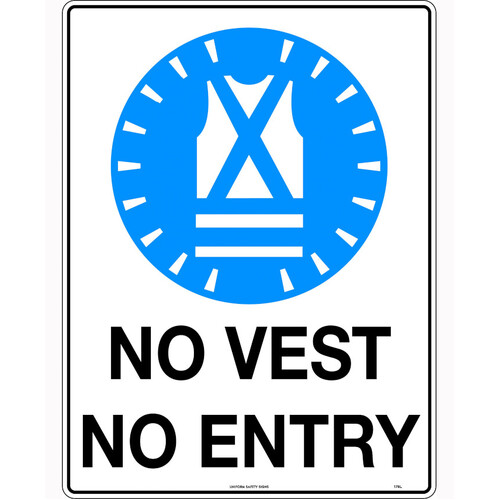 WORKWEAR, SAFETY & CORPORATE CLOTHING SPECIALISTS 600x400mm - Corflute - No Vest No Entry