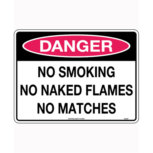 WORKWEAR, SAFETY & CORPORATE CLOTHING SPECIALISTS 240x180mm - Self Adhesive - Danger No Smoking No Naked Flames No Matches