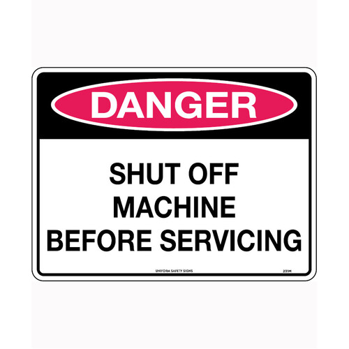 WORKWEAR, SAFETY & CORPORATE CLOTHING SPECIALISTS 240x180mm - Self Adhesive - Danger Shut Off Machine Before Servicing