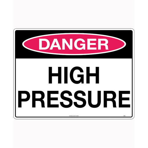 WORKWEAR, SAFETY & CORPORATE CLOTHING SPECIALISTS 140x120mm - Self Adhesive - Packet of 4 - Danger High Pressure