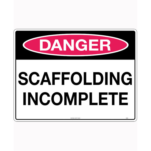 WORKWEAR, SAFETY & CORPORATE CLOTHING SPECIALISTS 240x180mm - Self Adhesive - Danger Scaffolding Incomplete