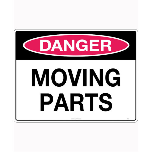 WORKWEAR, SAFETY & CORPORATE CLOTHING SPECIALISTS - 140x120mm - Self Adhesive - Packet of 4 - Danger Moving Parts