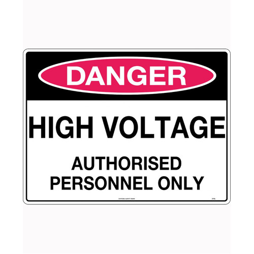 WORKWEAR, SAFETY & CORPORATE CLOTHING SPECIALISTS 90x55mm - Self Adhesive - Sheet of 10 - Danger High Voltage Authorised Personnel Only