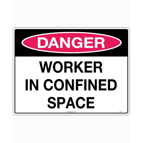 WORKWEAR, SAFETY & CORPORATE CLOTHING SPECIALISTS 240x180mm - Self Adhesive - Danger Worker in Confined Space