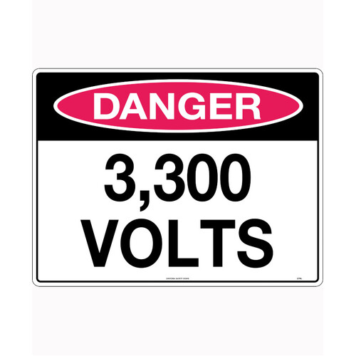 WORKWEAR, SAFETY & CORPORATE CLOTHING SPECIALISTS 600x400mm - Poly - Danger 3,300 Volts