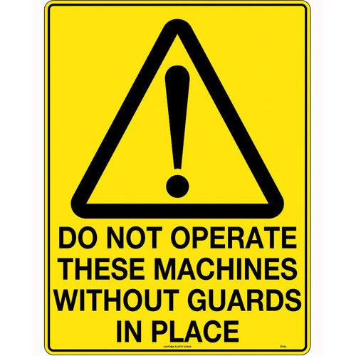 WORKWEAR, SAFETY & CORPORATE CLOTHING SPECIALISTS 140x120mm - Self Adhesive - Packet of 4 - Do Not Operate These Machines Without Guards in Place