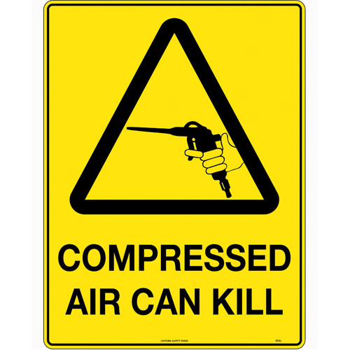 WORKWEAR, SAFETY & CORPORATE CLOTHING SPECIALISTS 90x55mm - Self Adhesive - Sheet of 10 - Caution Compressed Air Can Kill