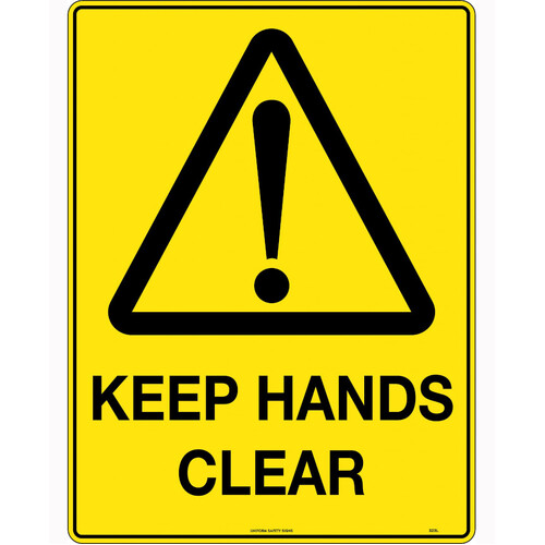 WORKWEAR, SAFETY & CORPORATE CLOTHING SPECIALISTS - 140x120mm - Self Adhesive - Packet of 4 - Keep Hands Clear