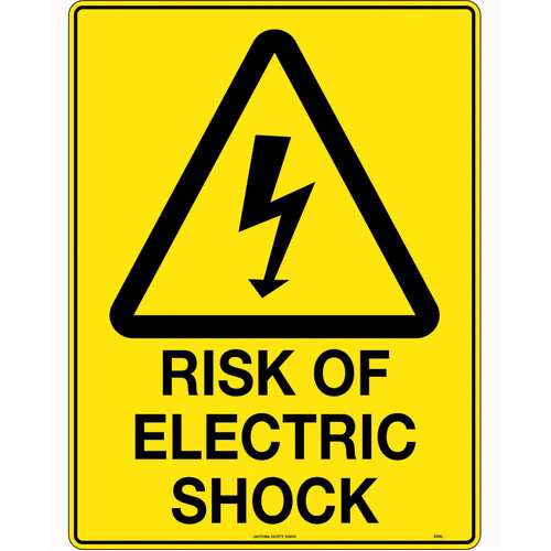 WORKWEAR, SAFETY & CORPORATE CLOTHING SPECIALISTS 140x120mm - Self Adhesive - Packet of 4 - Caution Risk of Electric Shock