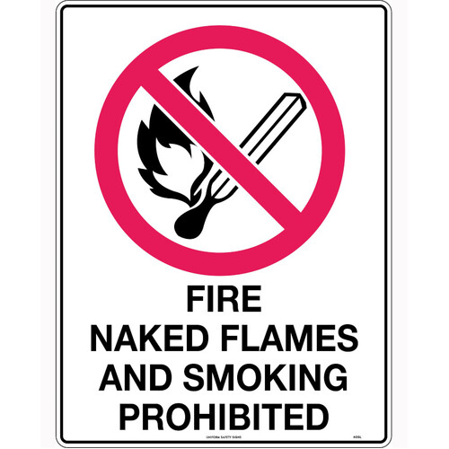 WORKWEAR, SAFETY & CORPORATE CLOTHING SPECIALISTS - 140x120mm - Self Adhesive - Packet of 4 - Fire, Naked Flame and Smoking Prohibited