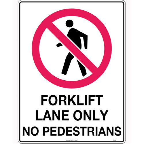WORKWEAR, SAFETY & CORPORATE CLOTHING SPECIALISTS 300x225mm - Metal - Forklift Lane Only No Pedestrians