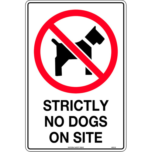 WORKWEAR, SAFETY & CORPORATE CLOTHING SPECIALISTS 450x300mm - Metal - Strictly No Dogs on Site