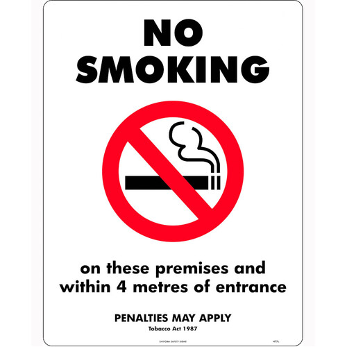 WORKWEAR, SAFETY & CORPORATE CLOTHING SPECIALISTS - 140x120mm - Self Adhesive - Packet of 4 -- No Smoking - On This Premises and Within 4 Metres Of Entr