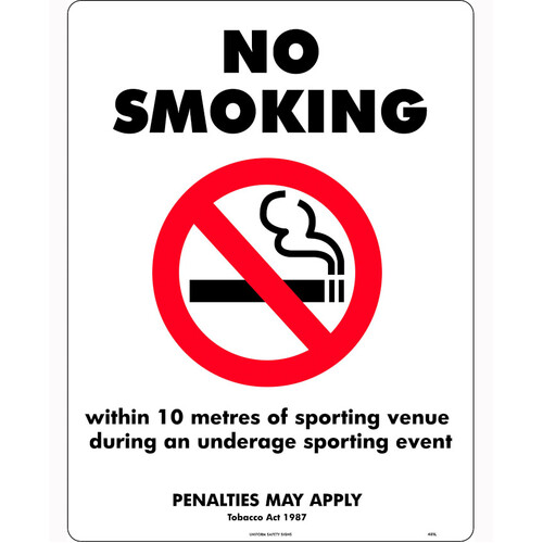 WORKWEAR, SAFETY & CORPORATE CLOTHING SPECIALISTS - 140x120mm - Self Adhesive - Packet of 4 - No Smoking, Within 10 Metres Of Sporting Venue During an U