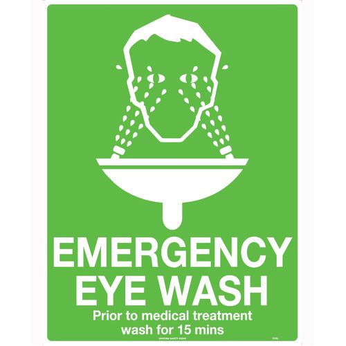 WORKWEAR, SAFETY & CORPORATE CLOTHING SPECIALISTS 225x225mm - Poly - Off Wall - Emergency Eye Wash (with pictogram)