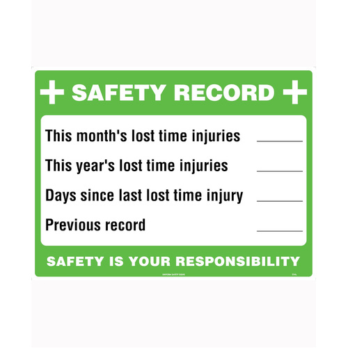 WORKWEAR, SAFETY & CORPORATE CLOTHING SPECIALISTS 900x600mm - Metal - Safety Record Board
